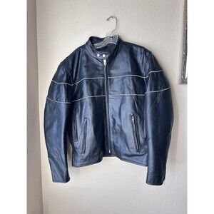 Vintage Men’s Hot Leather Black Cafe Racer Biker Motorcycle Jacket Size Large/40